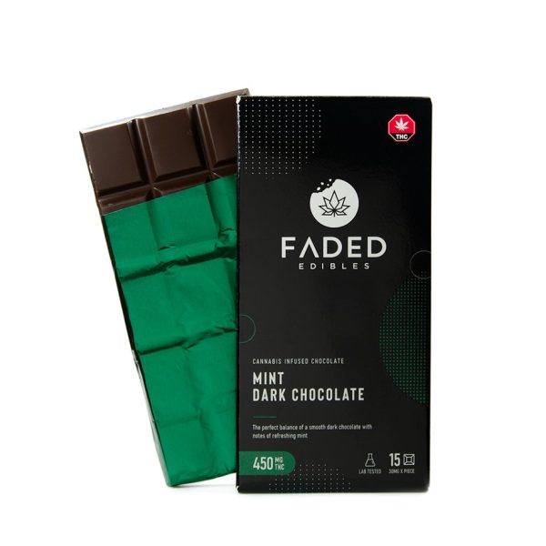 Mint Dark Chocolate Bar | 450MG THC | Faded Cannabis