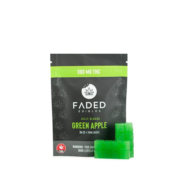 Faded Cannabis Co. Green Apple Jelly Blocks 360MG THC